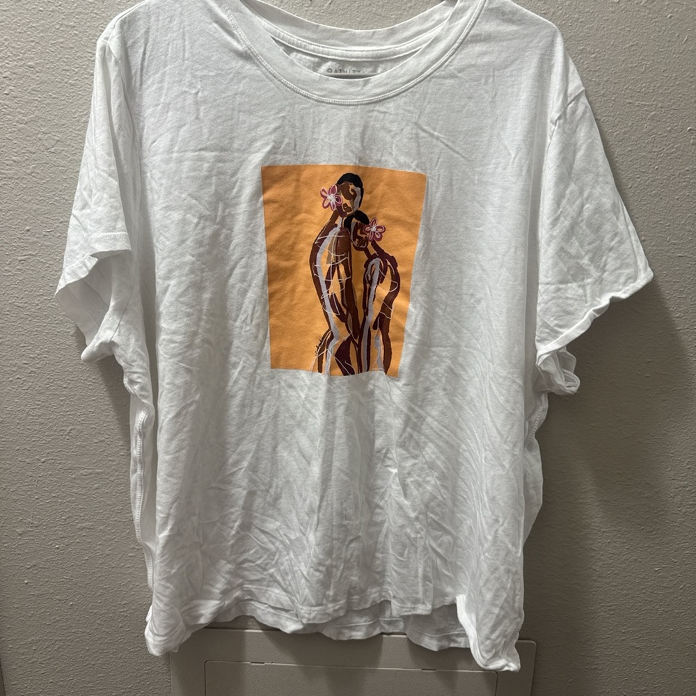 Athleta White Graphic Blouse